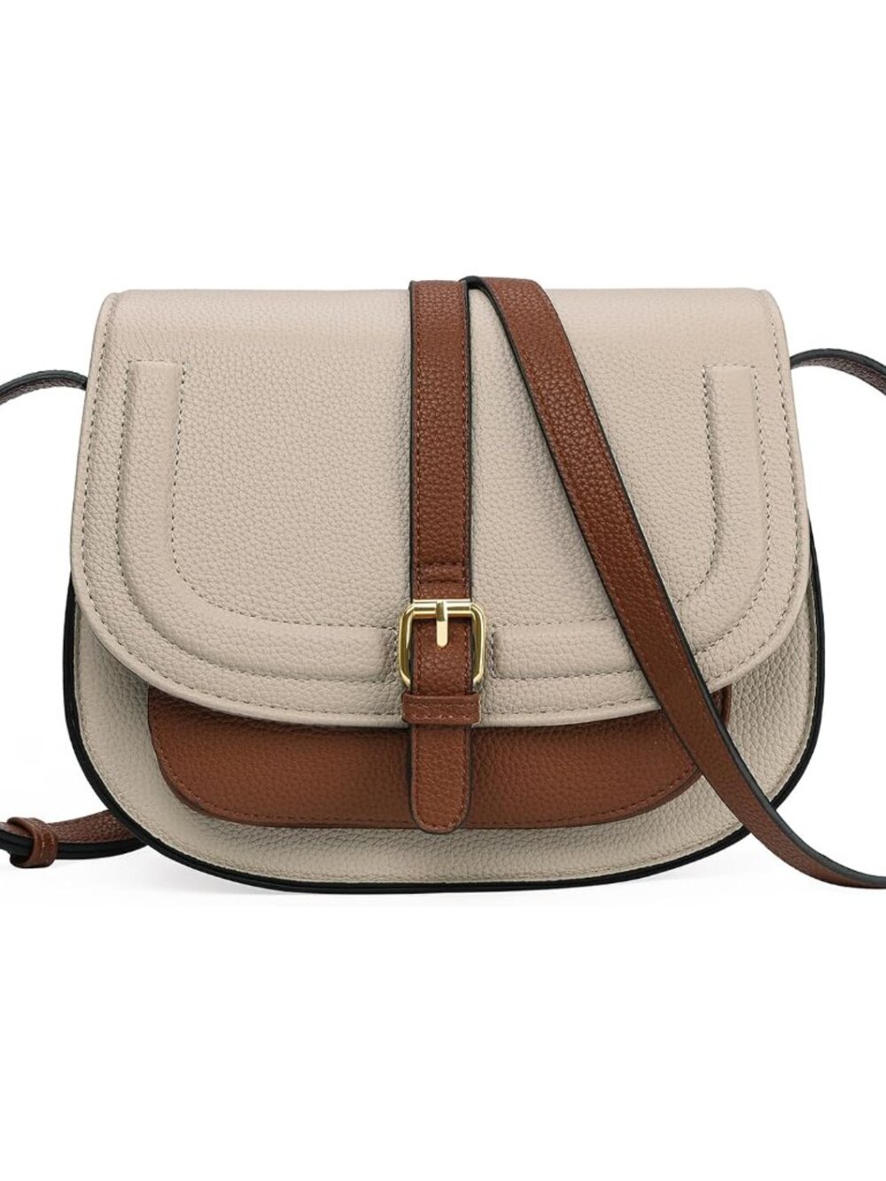 Crossbody Bags for Women Saddle Purse Cute Shoulder Handbag Pebble Leather Brown